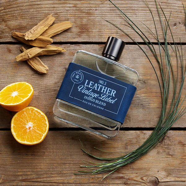 No. 3 Leather Vintage Label Indigo Blend Cologne
3.4 OZ / 100 ML