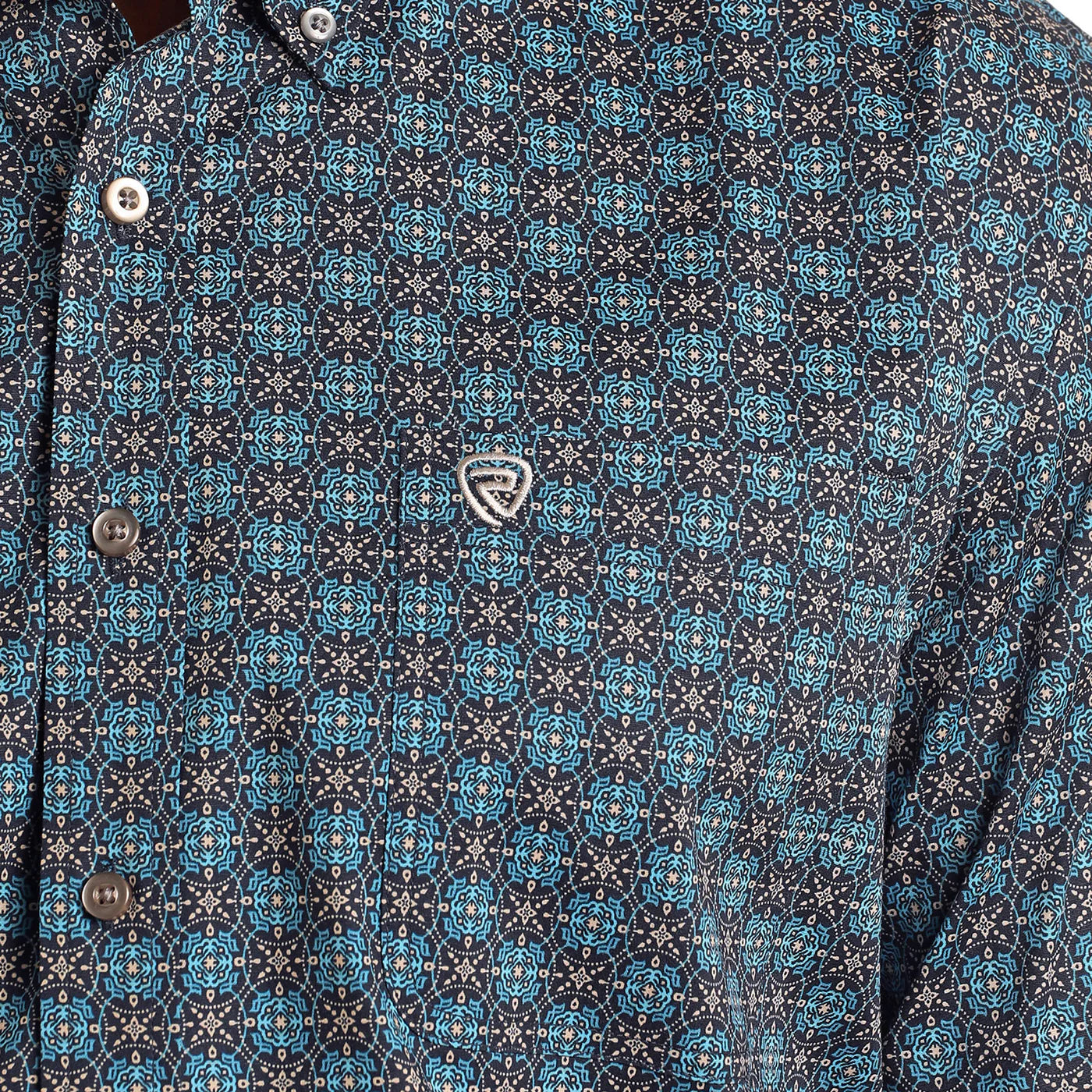 Rock&Roll Medallion Print LS BD - Blue