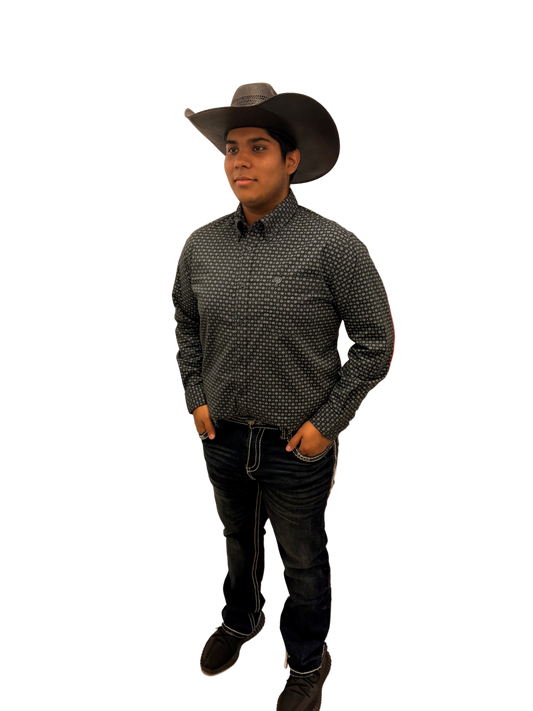 Rock&Roll Geo Printed Long Sleeve Button Down