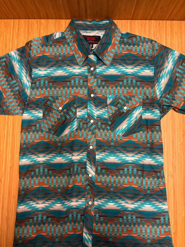 Rock&Roll Aztec Print SS Snap Button Down