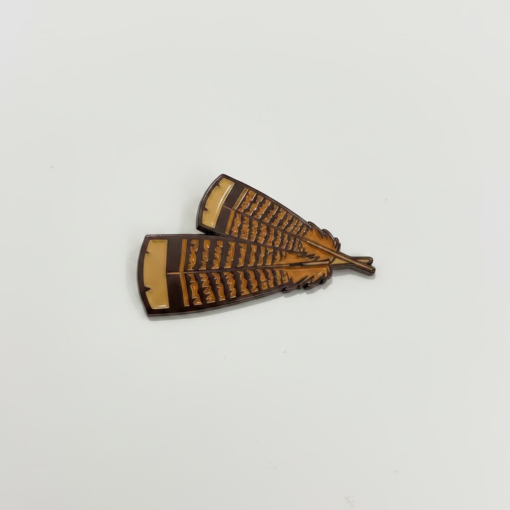 Turkey Feathers Hat Pin - Brown