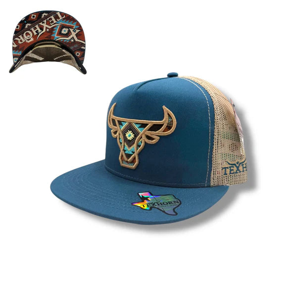 TexHorn Hat - Southwest Bull Teal/Tan