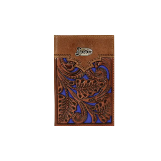 Justin Floral Low Profile Rodeo Wallet Electric Blue/Brown