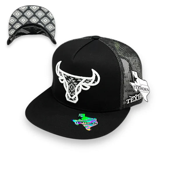 TexHorn Hat - Southwest Bull Black/Grey