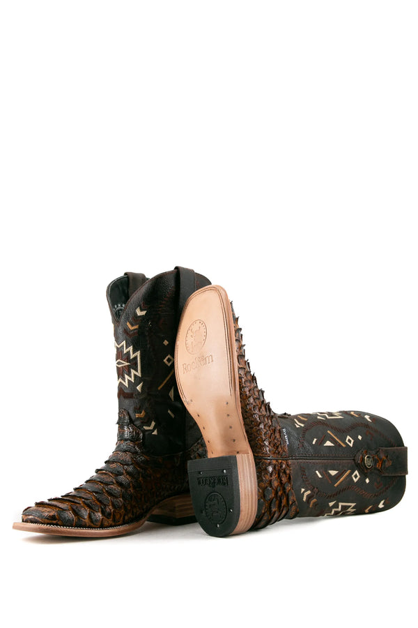 ** FINAL SALE** Rock'em Clone Python Square Toe Cowboy Boot