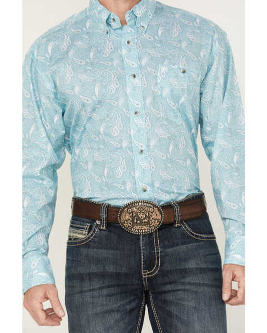Wrangler Light Blue Paisely Print Shirt