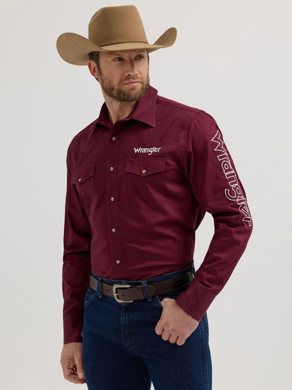 Wrangler Logo Burgundy Solid Shirt