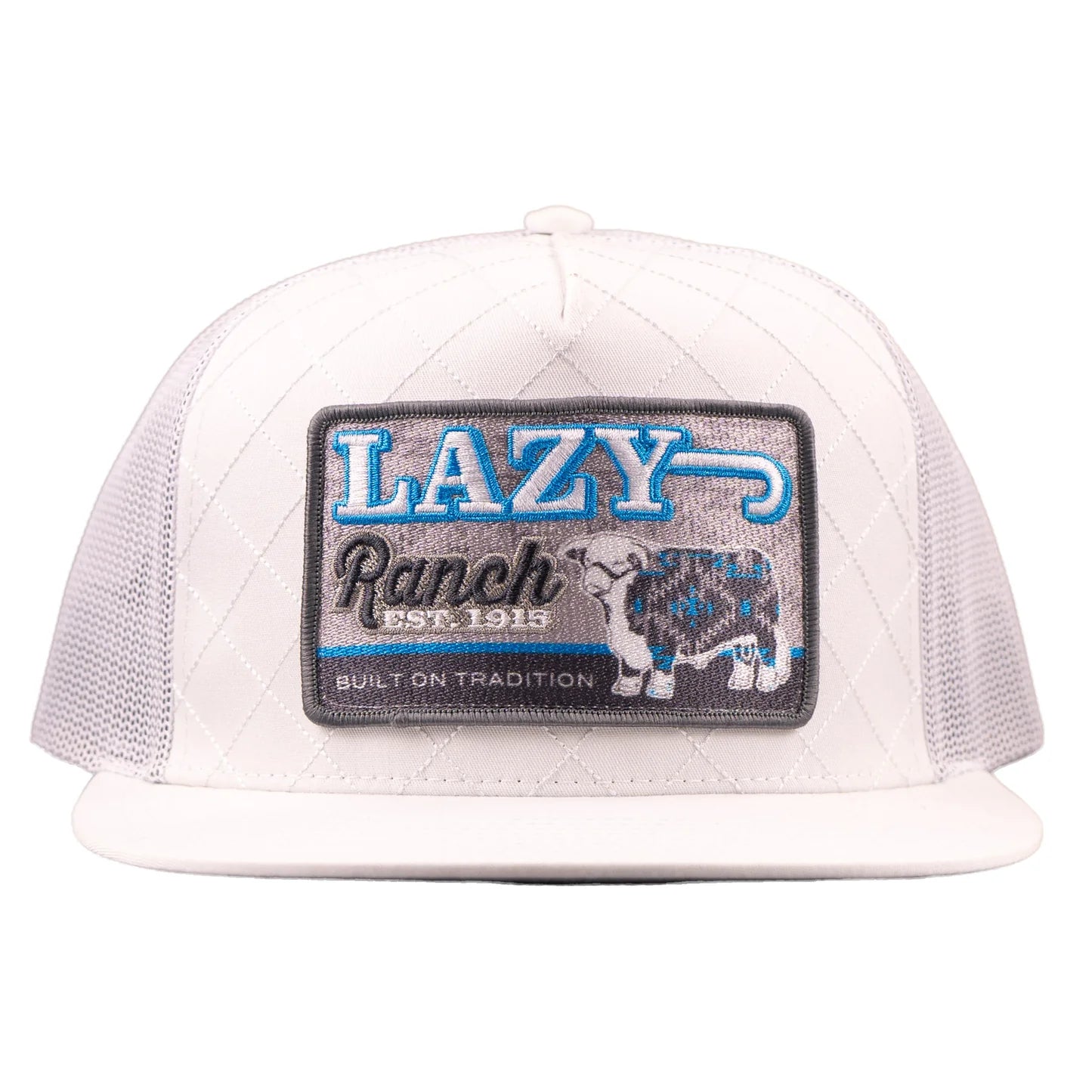 Lazy J Ranch Ice Blue & White Quilted Aztec Jughead Classic Five Panel Trucker Hat