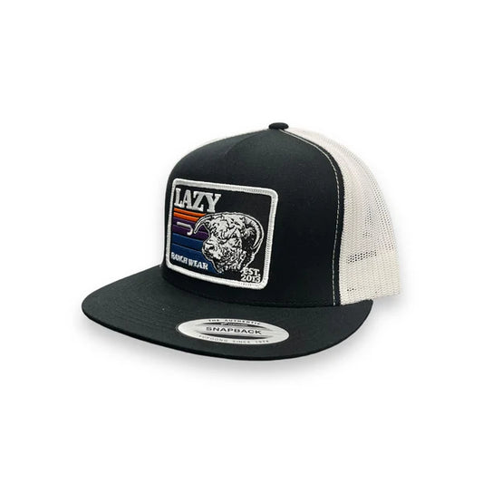 Lazy J Flat Hat - Black/White Sunset