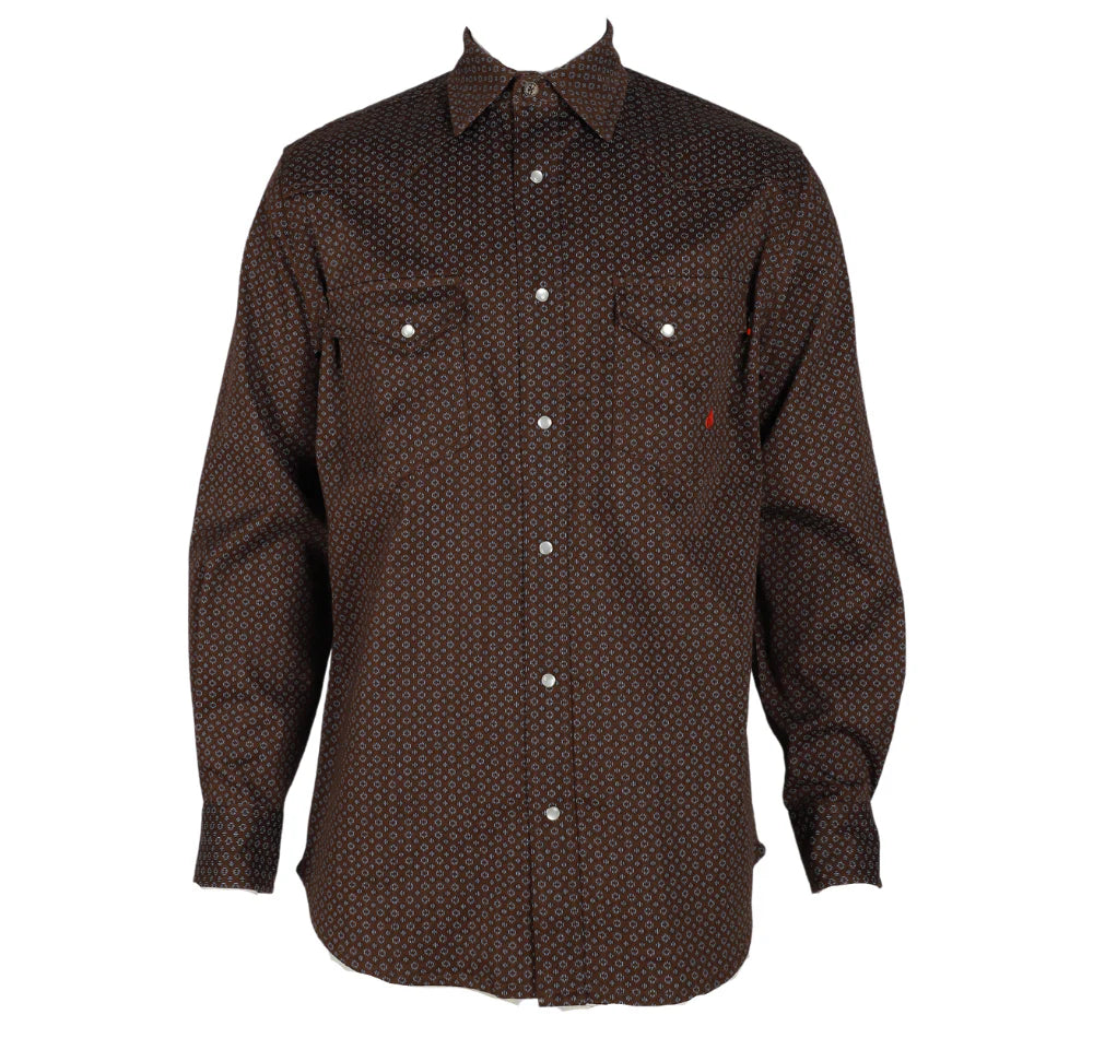 Forge Fr Men's Brown Plaid Printed Long Sleeve Shirt