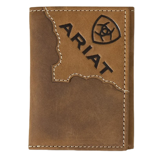 Ariat Trifold Wallet Two Tone Leaher Medium Brown