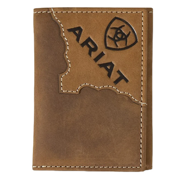 Ariat Trifold Wallet Two Tone Leaher Medium Brown
