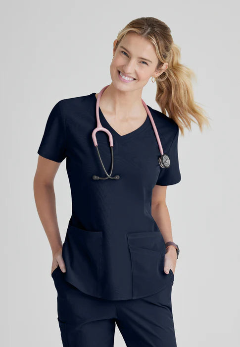 Breeze 3-Pocket Curved V-Neck Scrub Top