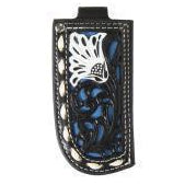 Nocona Knife Sheath Floral Filigree Suede Underlay Black