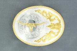 Nocoma Men's Oval Floral Embossed Longhorn Buckle