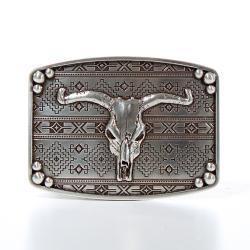 Nocona Mens Rectangle Bull Skull Buckle