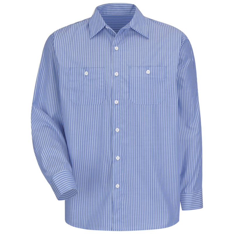 Red Kap Men's Long Sleeve Industrial Striped Work Shirt