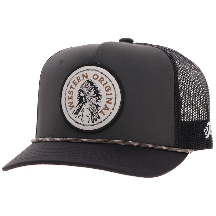 Hooey "Quanah" Hat Charcoal/Black w/Black & White Circle Patch