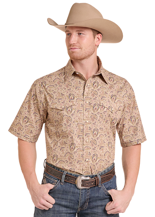 Panhandle Floral Paisley Print SS Snap Shirt