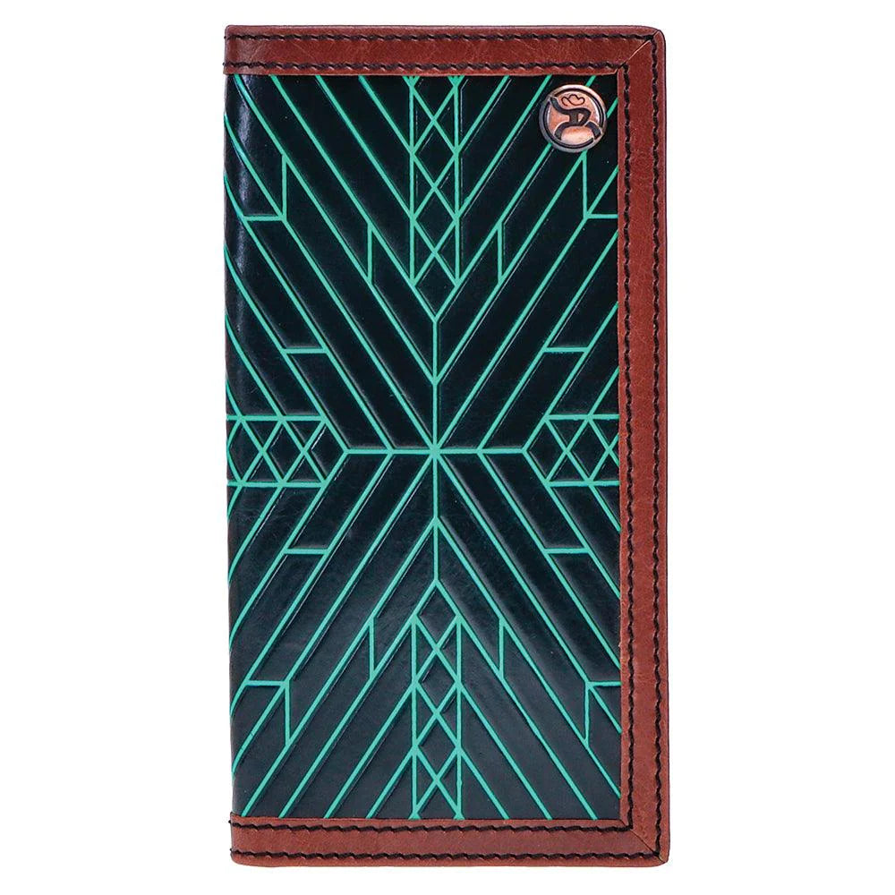 Hooey "NEON MOON" RODEO ROUGHY WALLET BLACK/BROWN TURQUOISE AZTEC