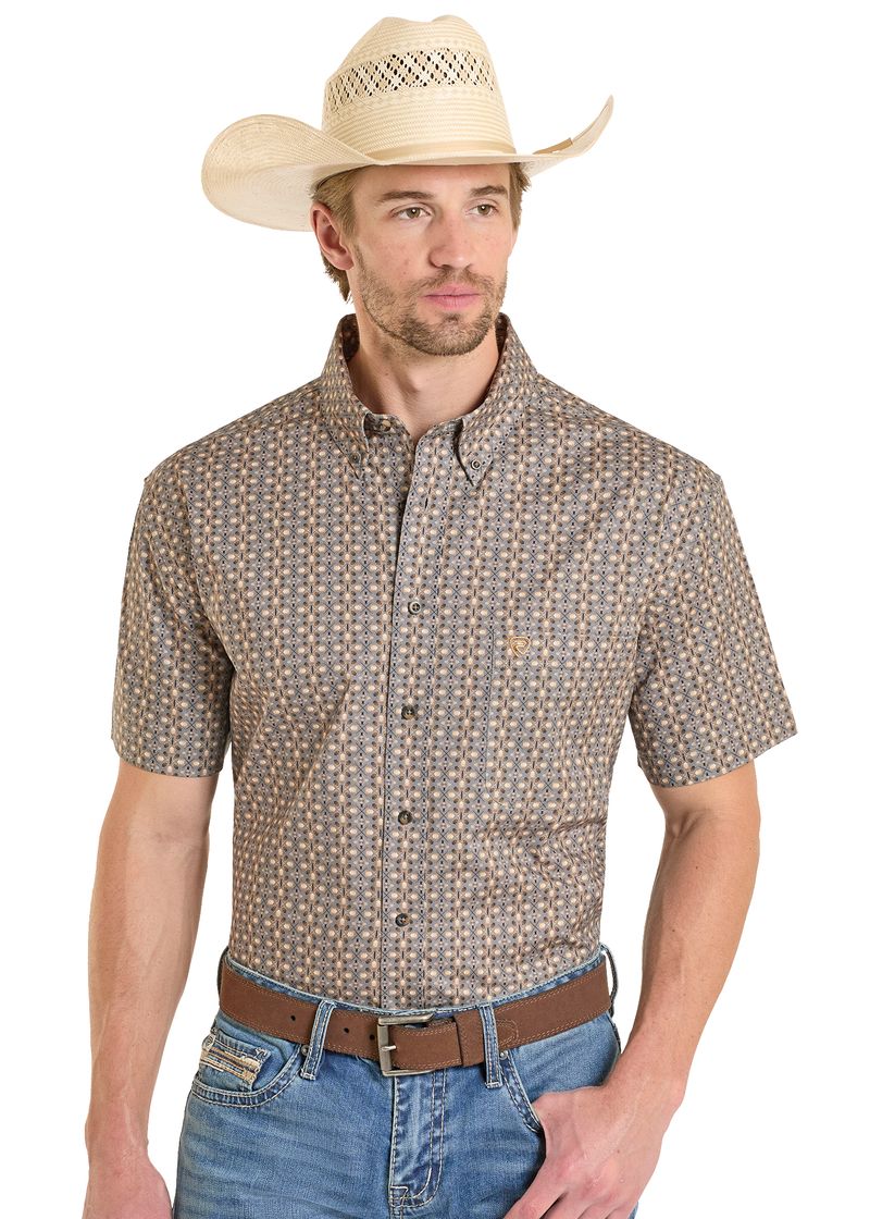 Rock & Roll Men's Geo Printed Short Sleeve Shirt