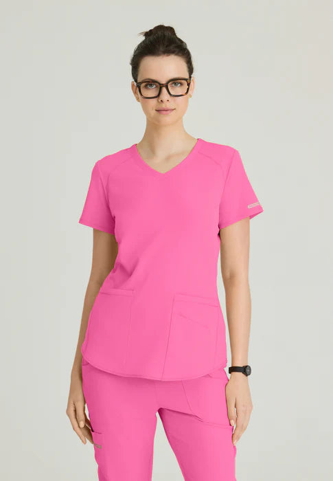 Breeze 3-Pocket Curved V-Neck Scrub Top - Seasonal Colors