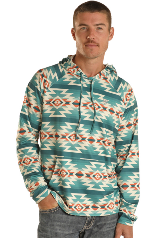 **FINAL SALE** ROCK & ROLL: MENS PRINTED PERFORMANCE TAUPE HOODIE