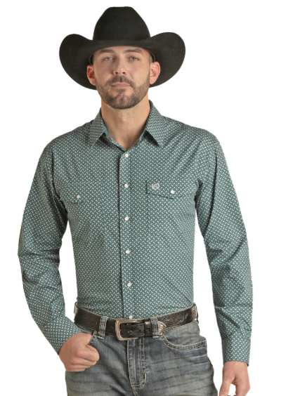 Pandhandle Allover Geo Print Long Sleeve Shirt