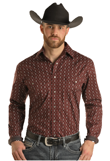 Pandhandle Geometric Print Snap Western Shirt