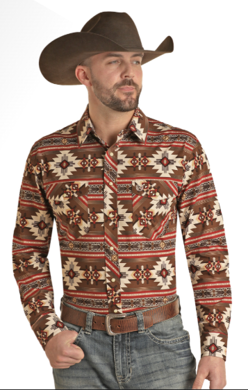 Pandhandle Aztec Long Sleeve Snap Shirt - Big & Tall