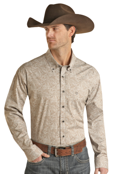 Rock&Roll Pinstripe Paisley Button Down Shirt - Big & Tall