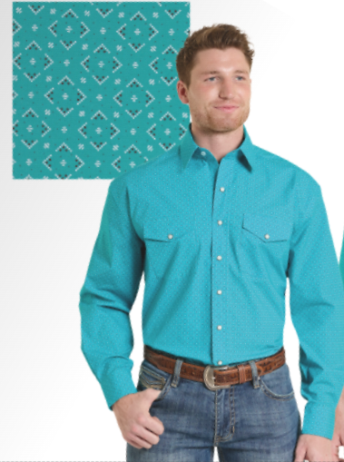 PANHANDLE SLIM LS SNAP 2PKT TURQUOISE