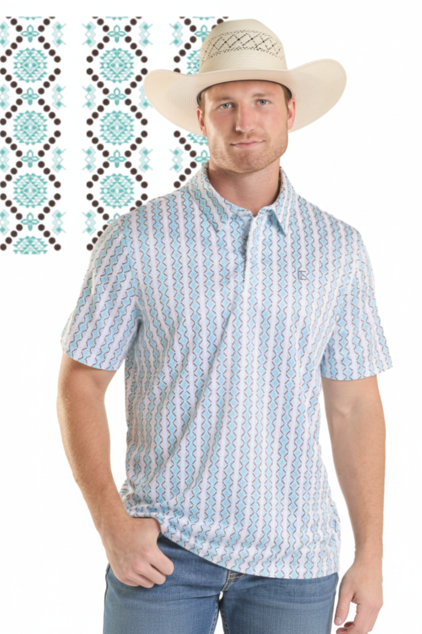 Rock&Roll Men's Medallion Wallpaper SS Polo Snap