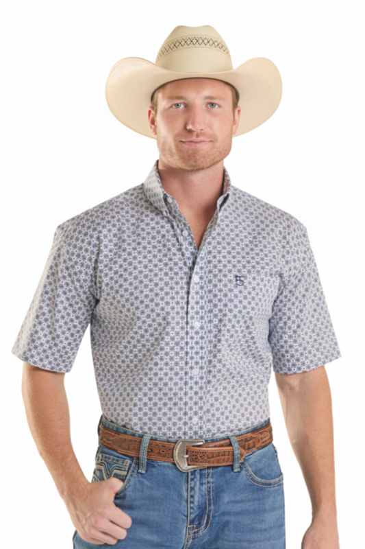 Pandhandle Slim Medallion Print SS Button Down Shirt