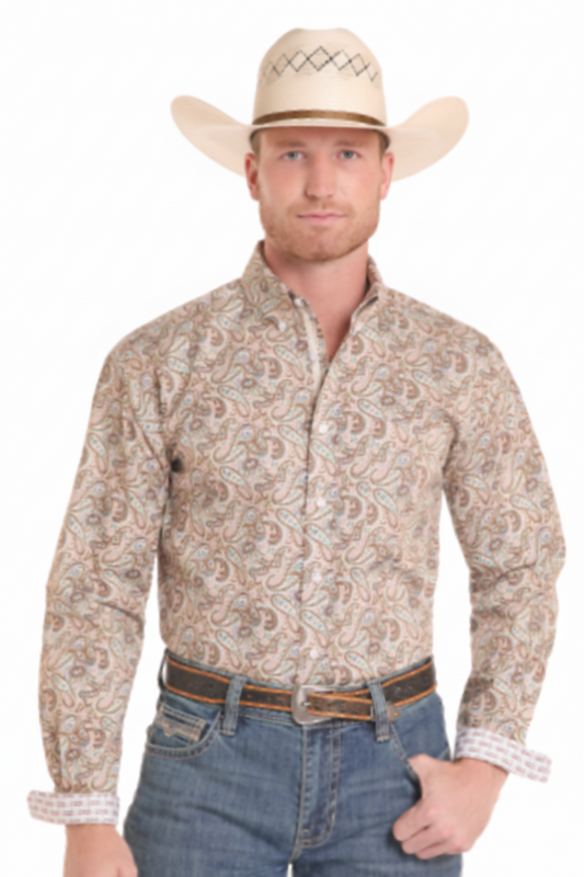 Men's Pandhandle Paisley Print LS Button Down Shirt