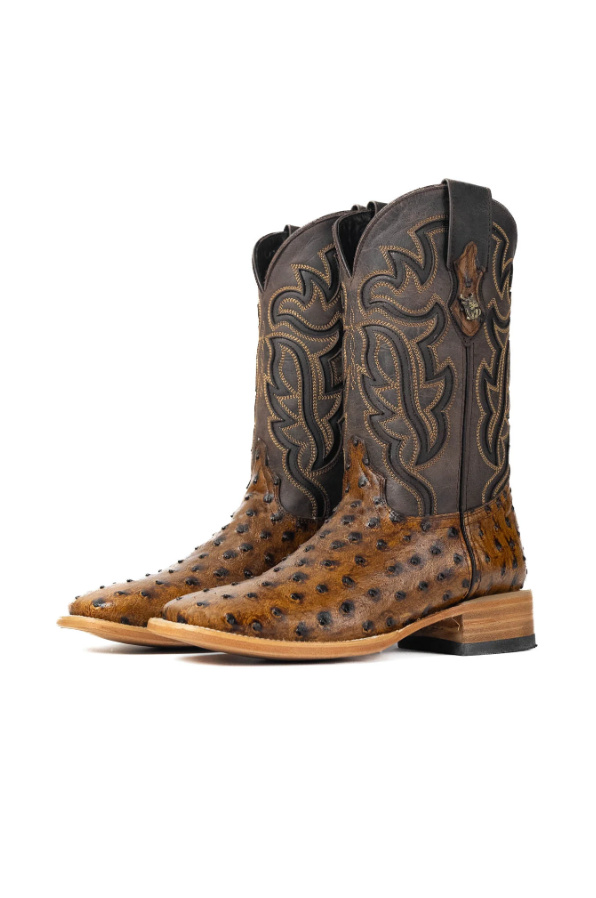 Rock'em Bruce Ostrich Clone Square Toe Cowboy Boot