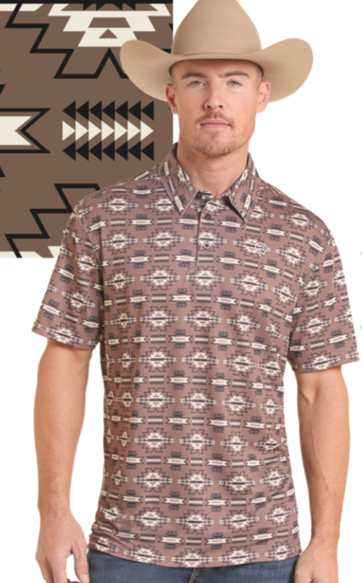 Rock&Roll Southwestern Print Polo
