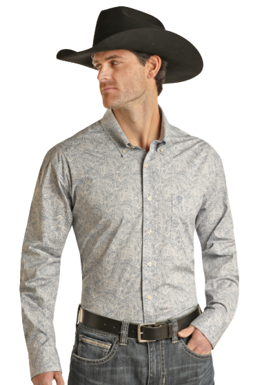 Rock&Roll Paisley Pinstripe Button Down