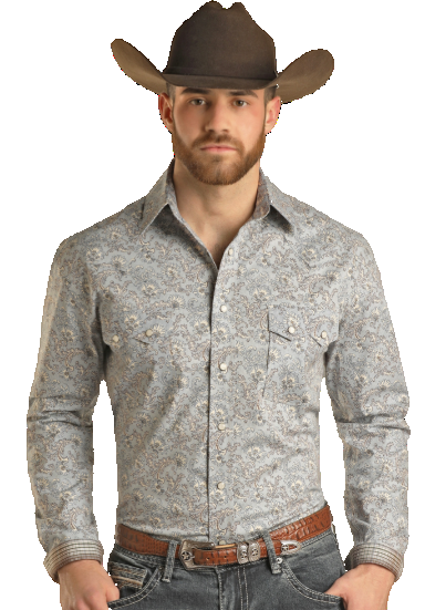 Pandhandle Digital Paisley Print Snap LS Shirt - Big & Tall