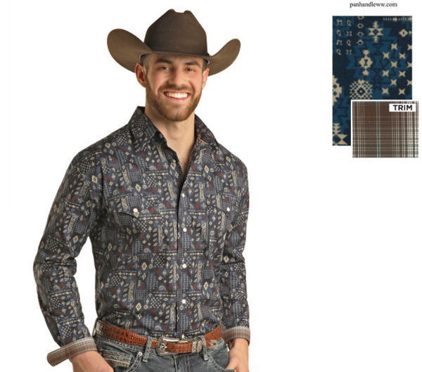 Pandhandle Southwest Bandana Print Snap Shirt