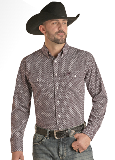Pandhandle Geo Print Long Sleeve Button Down