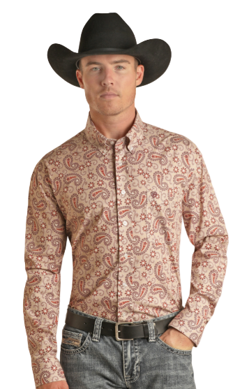 Rock&Roll Paisley Woven Button Down Shirt