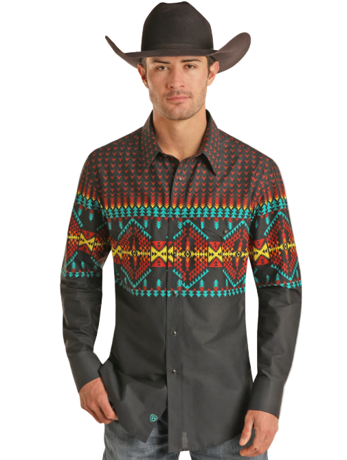 Rock&Roll LS Border Woven Snap Shrt