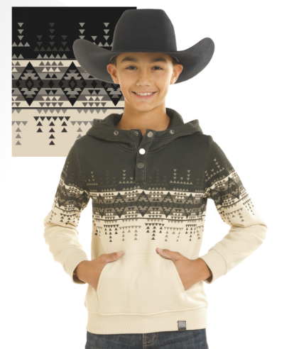 Youth Rock & Roll Denim Border Print Hoodie