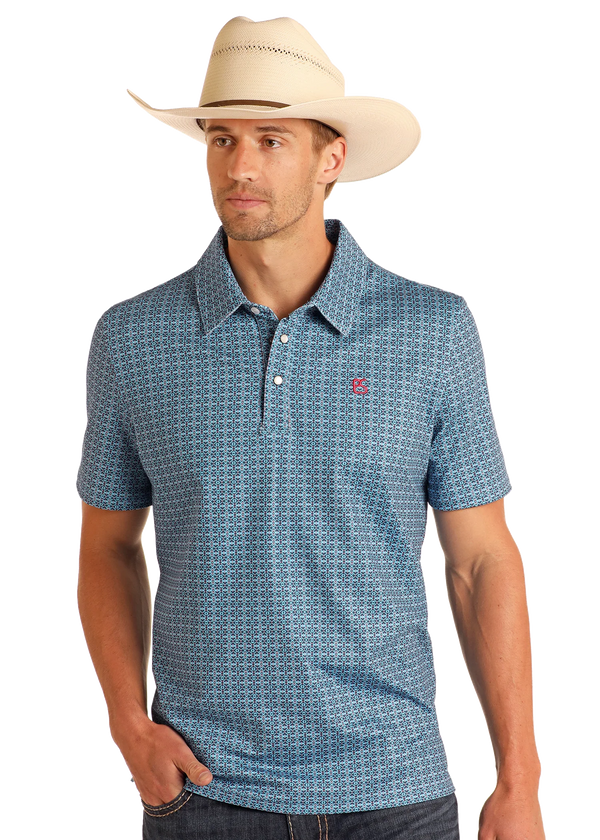 PANHANDLE SS SNAP POLO - AQUA