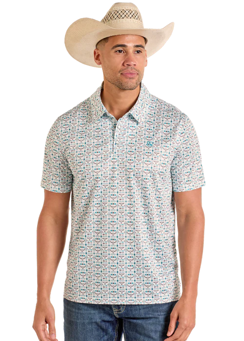 Panhandle Slim Longhorn Polo - Turquoise