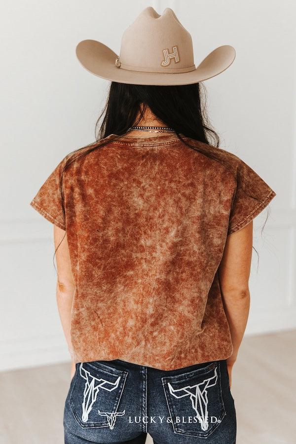 Women's Lucky & Blessed See You Cowboy Wash Patch Embroidered Shirt