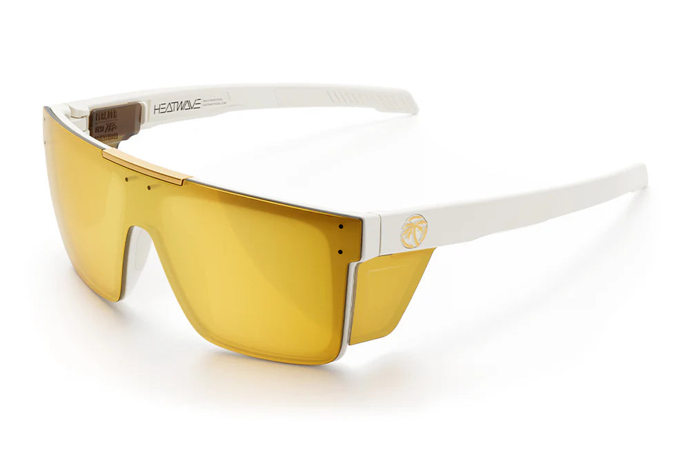 Heatwave Performance Quatro Sunglasses: GLOSS WHITE Gold Lens Z87+