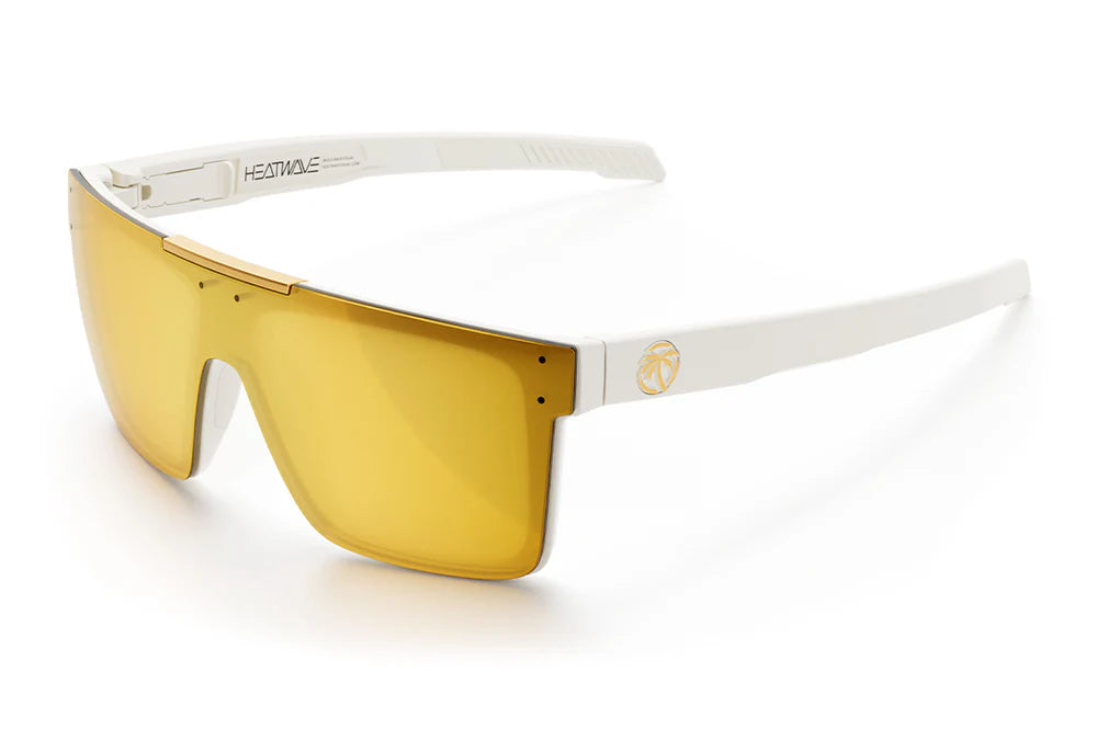 Heatwave Performance Quatro Sunglasses: GLOSS WHITE Gold Lens Z87+