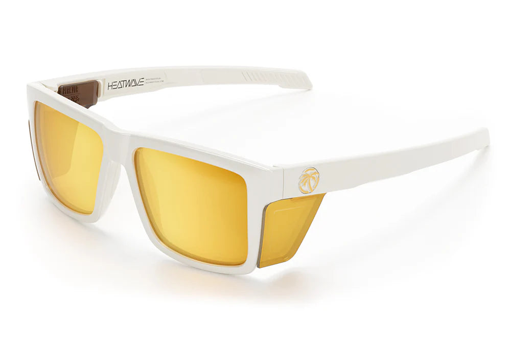 HeatWave Performance Vise Sunglasses: GLOSS WHITE Gold Lens Z87+